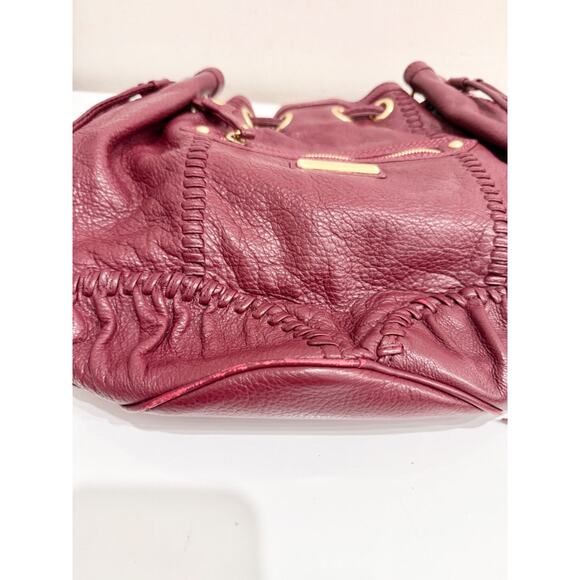Isabella Fiore Leather Tassel Tie Burgundy Shoulder Handbag - Picture 8 of 8
